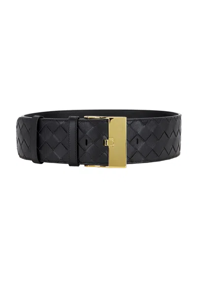 Bottega Veneta Large Watch Intrecciato Belt In Black & Muse Brass