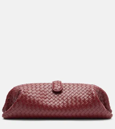 Bottega Veneta Lauren 1979 Medium Intrecciato Leather Clutch In Burgundy