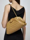 Bottega Veneta Womens Lauren Leather Clutch Bag Dark Praline-m Brass In Beige