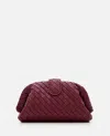 Bottega Veneta Lauren Leather Clutch W/chain In Red