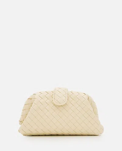 Bottega Veneta Lauren Leather Clutch W/chain In White