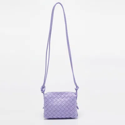 Pre-owned Bottega Veneta Lavander Intrecciato Leather Mini Loop Camera Crossbody Bag In Purple