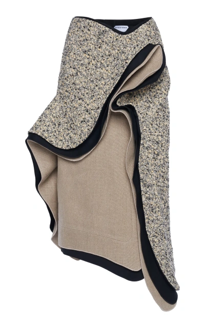 Bottega Veneta Layered Cotton-blend Midi Skirt In Neutral