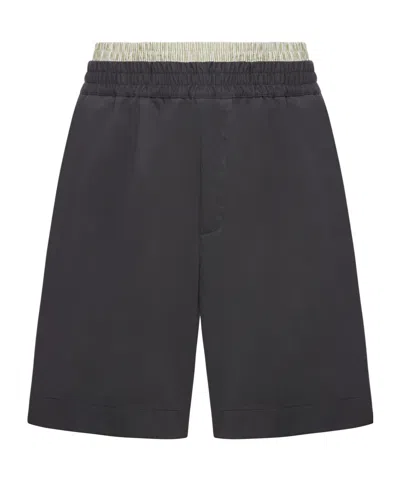 Bottega Veneta Layered Cotton Shorts In Black