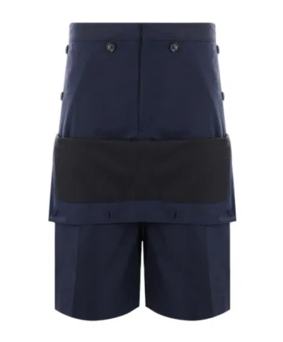 Bottega Veneta Layered Cotton Shorts In Blue