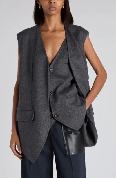 Bottega Veneta Layered Double Face Wool Vest In Black