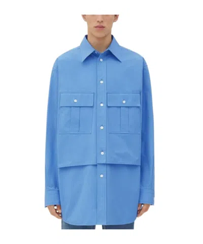 Bottega Veneta Layered-effect Cotton Shirt In Blue