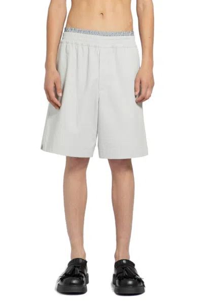 Bottega Veneta Mens Double-waistband Relaxed-fit Cotton-twill Shorts Cloud In Grey