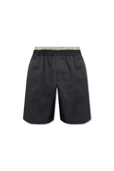 Bottega Veneta Layered Elastic Waistband Shorts In Grey