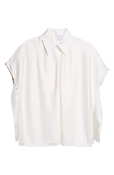 Bottega Veneta Layered Short Sleeve Silk Twill Button-up Shirt In White