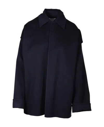 Bottega Veneta Layered Wool Blend Jacket In Blue
