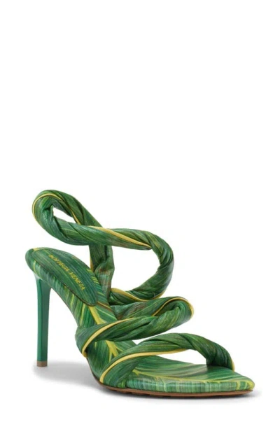Bottega Veneta Leaf Ankle Strap Sandal In Raintree & Seagrass