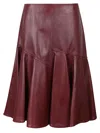 Bottega Veneta Gathered Leather Midi Skirt