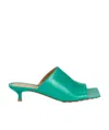 Bottega Veneta Leather 35mm Kitten Heel Stretch Mules In Green