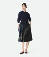 Bottega Veneta Womens Black Intrecciato Two-slip-pockets Leather Midi Skirt In Black