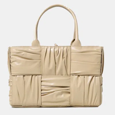 Pre-owned Bottega Veneta Leather Aero Tote Bag In Beige