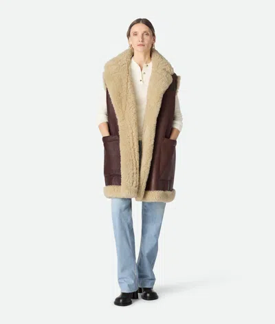 Bottega Veneta Leather And Shearling Gilet In Brown