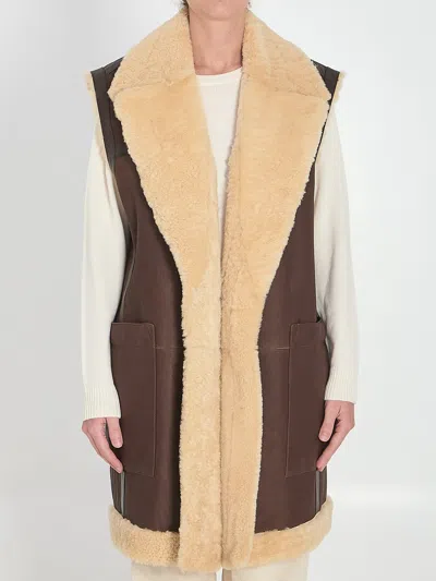 Bottega Veneta Leather And Shearling Vest In Black