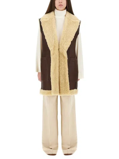 Bottega Veneta Leather And Shearling Vest In Brown