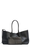 Bottega Veneta Pinacoteca Reversible Intrecciato Leather Tote In Black/fondant-m Br