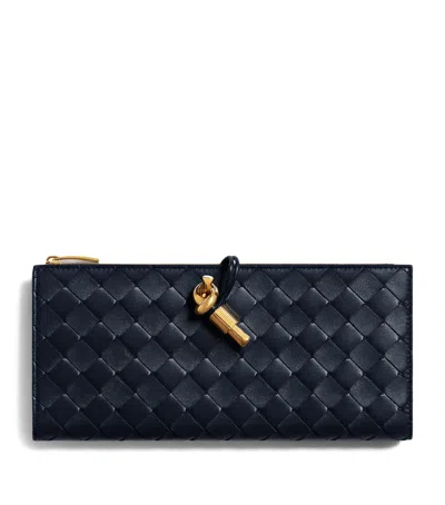 Bottega Veneta Leather Andiamo Bifold Wallet In Blue