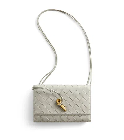 Bottega Veneta Leather Andiamo Wallet On Strap In Gray