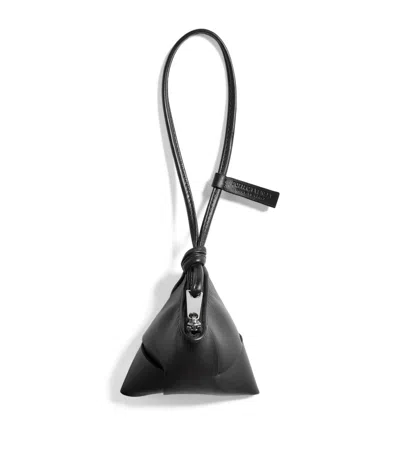 Bottega Veneta Leather Angolo Coin Purse Charm In Grey