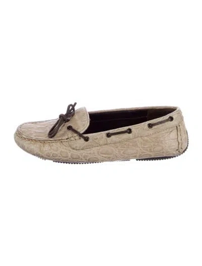 Pre-owned Bottega Veneta Leather Animal Print Moccasins In Neutral