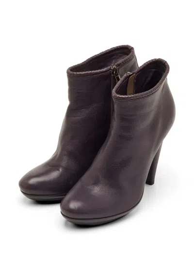 Pre-owned Bottega Veneta Leather Ankle Boots In Purple