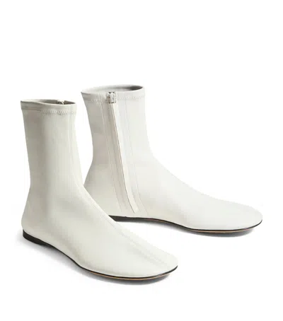 Bottega Veneta Leather Ankle Boots In White