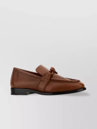 Bottega Veneta Leather Astaire Loafers Knot Detail In Brown