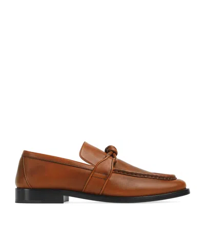 Bottega Veneta Leather Astaire Loafers Knot Detail In Brown
