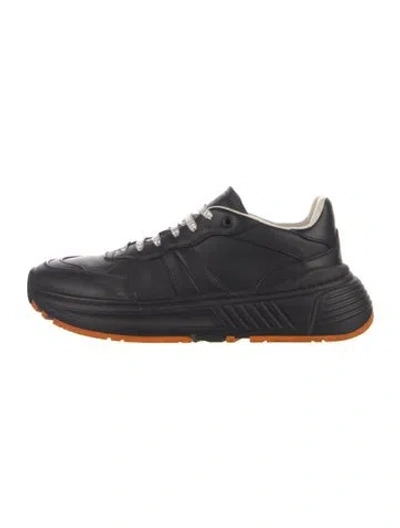 Pre-owned Bottega Veneta Leather Athletic Sneakers In Black