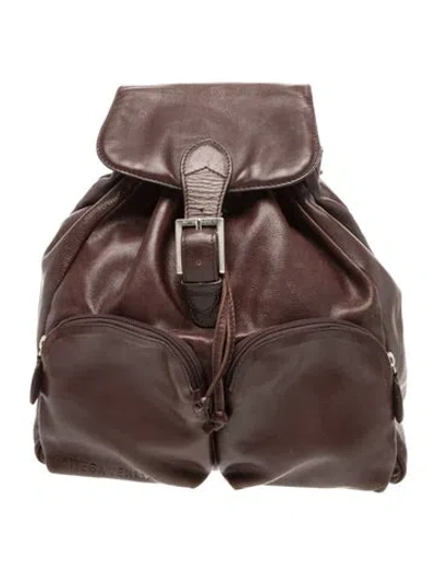 Pre-owned Bottega Veneta Leather Backpack Vintage In Brown