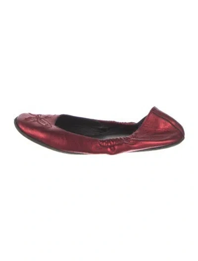 Pre-owned Bottega Veneta Leather Ballet Flats In Red