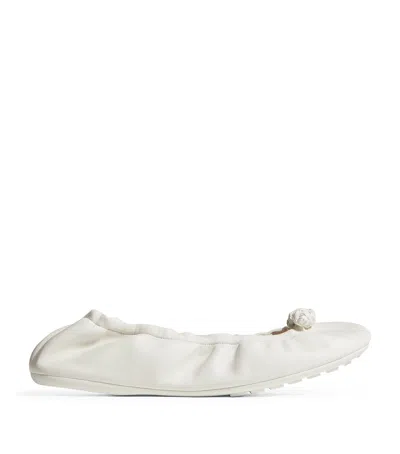 Bottega Veneta Leather Ballet Flats In White