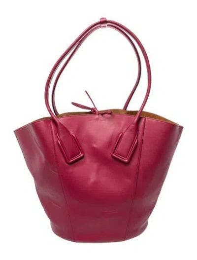 Pre-owned Bottega Veneta Leather Basket Tote In Burgundy