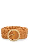 Bottega Veneta Logo Woven Belt In Brown