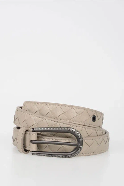 Bottega Veneta Leather Belt 2 Cm In Neutral