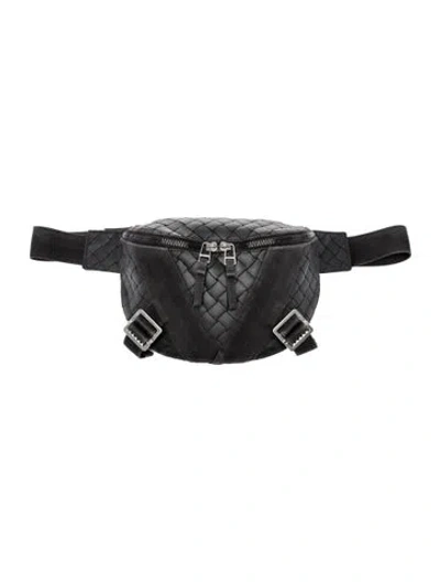 Pre-owned Bottega Veneta Leather Belt Bag In Black
