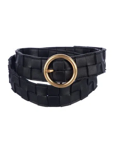 Pre-owned Bottega Veneta Leather Belt In Black