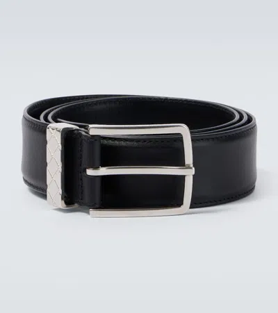 Bottega Veneta Leather Belt In Black