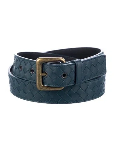 Pre-owned Bottega Veneta Leather Belt In Blue