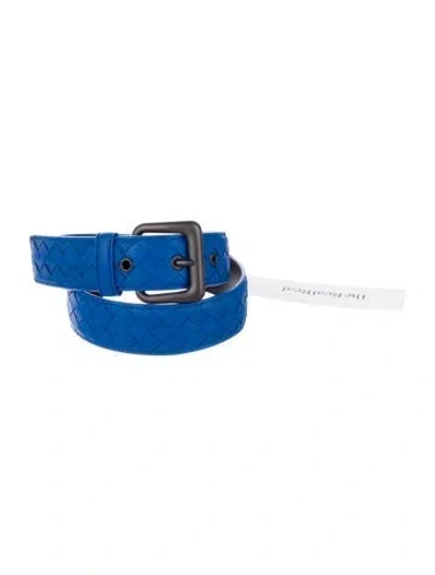 Pre-owned Bottega Veneta Leather Belt In Blue