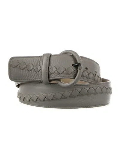 Pre-owned Bottega Veneta Leather Belt In Grey
