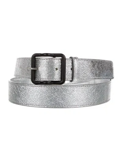 Pre-owned Bottega Veneta Leather Belt In Silver