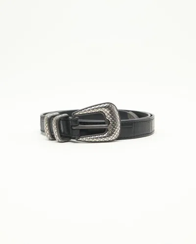Bottega Veneta Leather Belt, Size 90 In Black