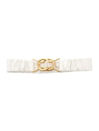 Pre-owned Bottega Veneta Leather Belt In White