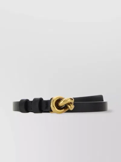 Bottega Veneta Leather Belt With Adjustable Fit And Gold-tone Buckle In Metallic
