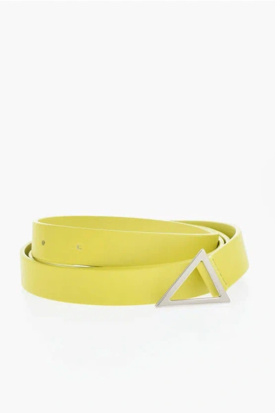 Bottega Veneta Leather Belt With Silver-tone Triangle Buckle 20mm